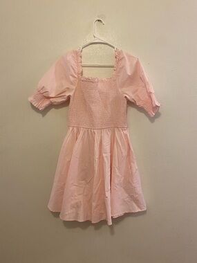 miami Light Pink Smocked Puff Sleeve Dress